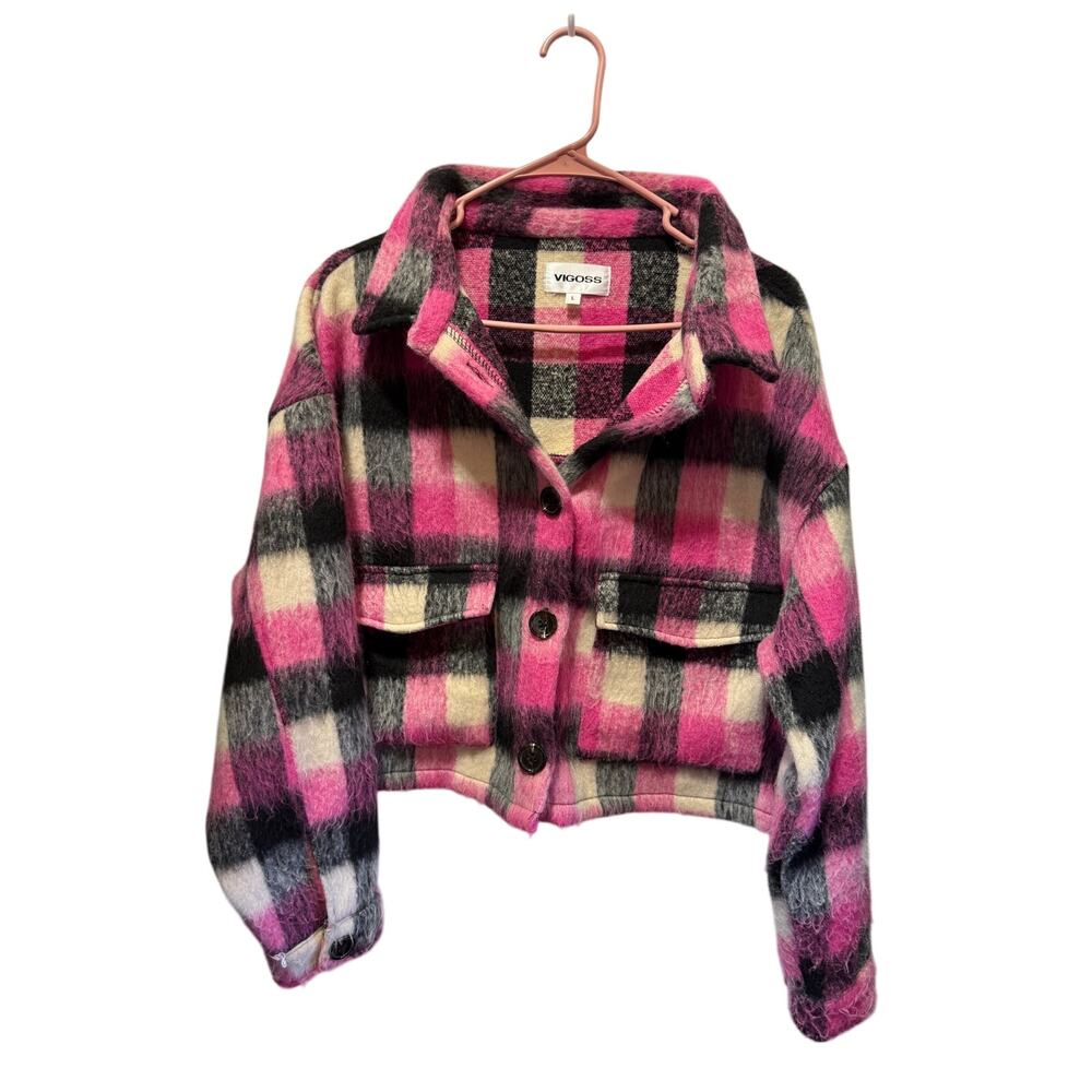 Vigoss Plaid Cropped Trucker Style Jacket Sise L